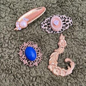 Elegant Gold and Blue Brooch Set -4 pieces. Post holiday prices.